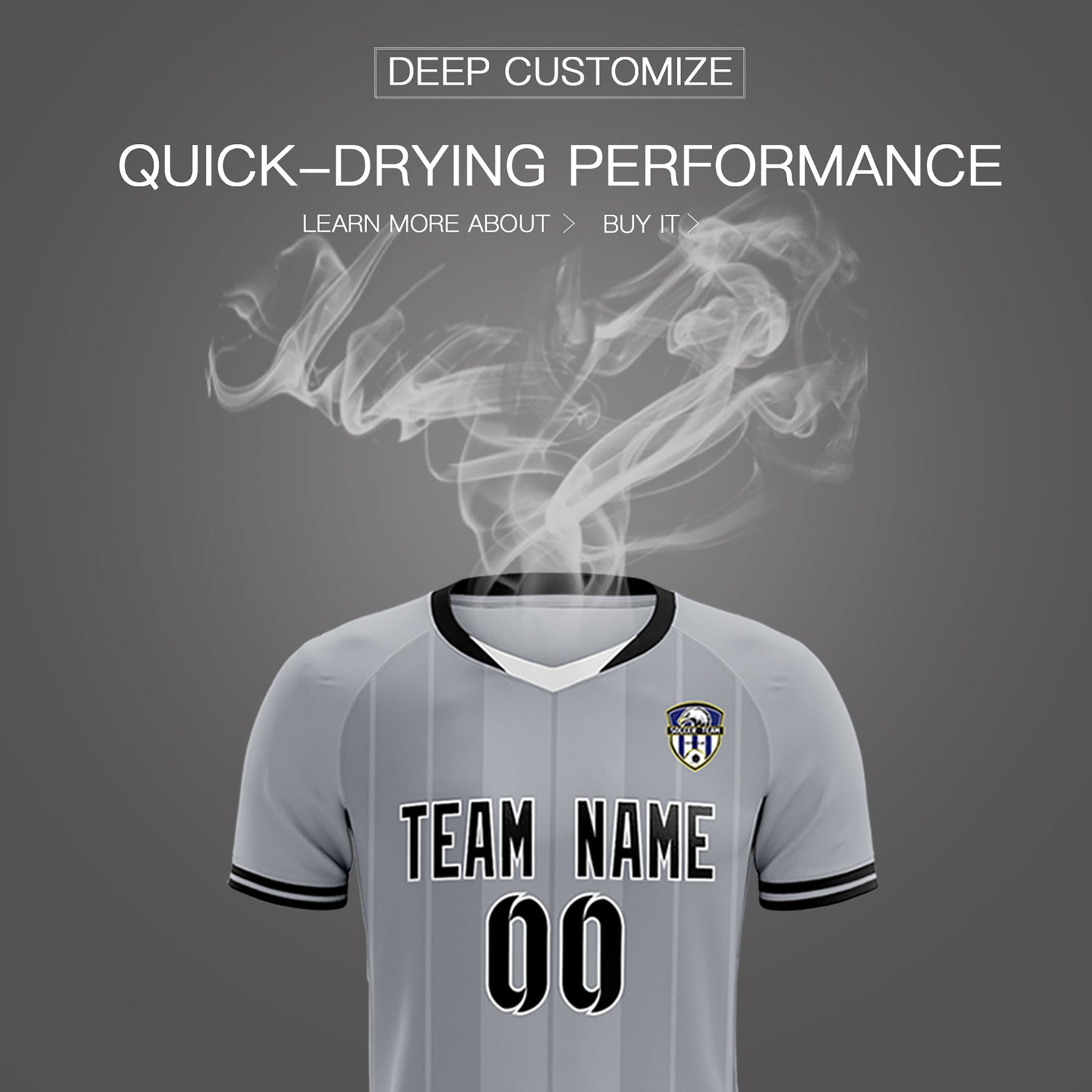 Custom Gray Classic Striped Personalized Soccer Tops/Sets Jersey
