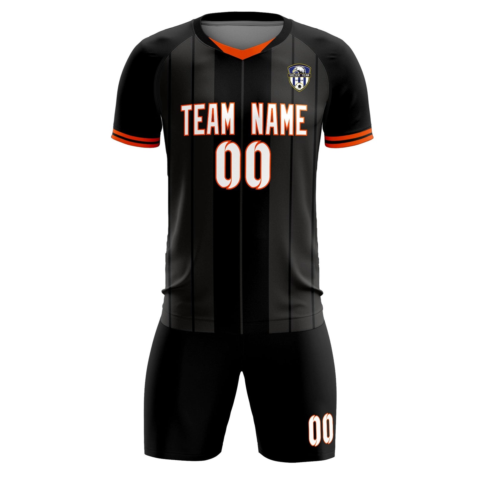 Custom Black Classic Striped Personalized Soccer Tops/Sets Jersey