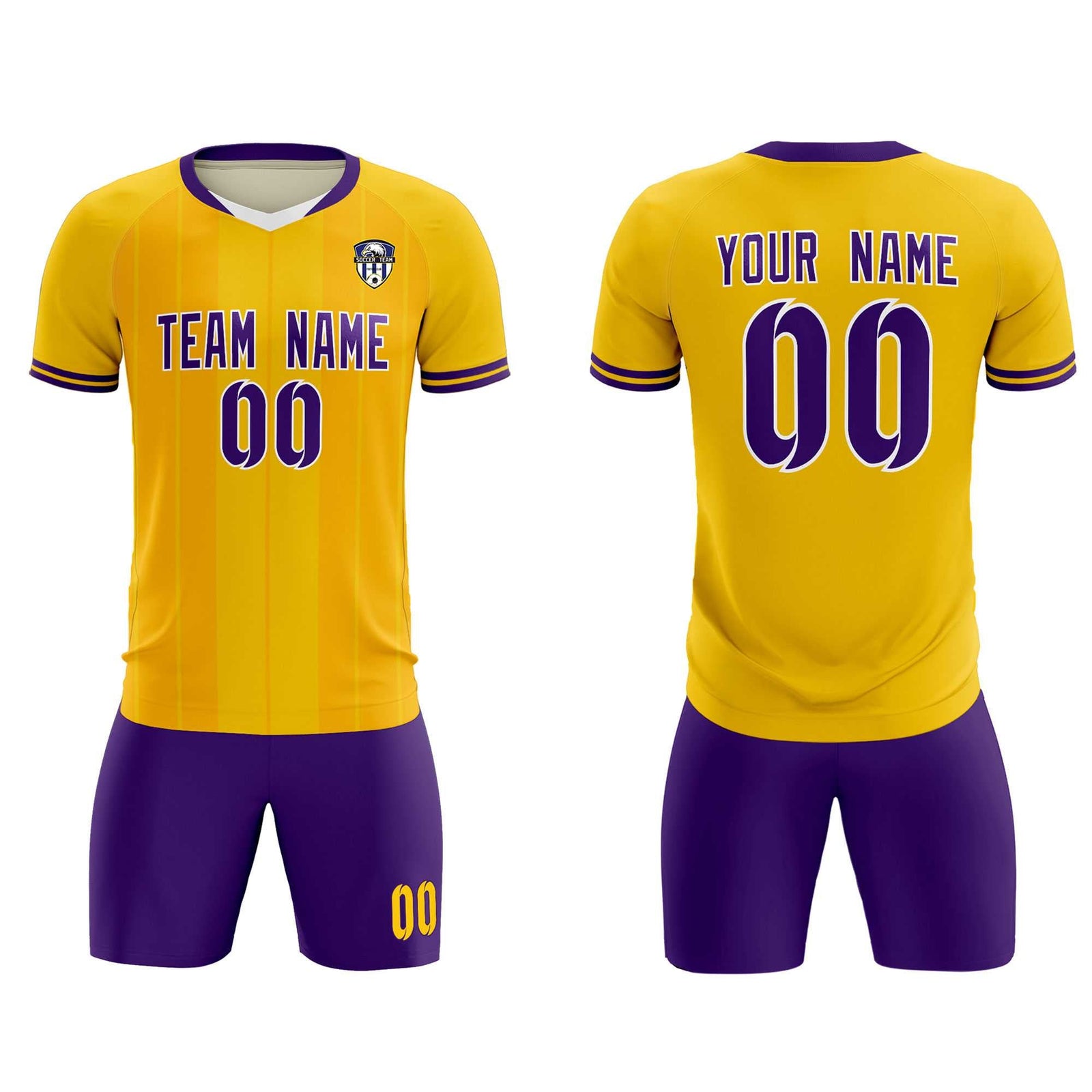 Custom Gold Classic Striped Personalized Soccer Tops/Sets Jersey