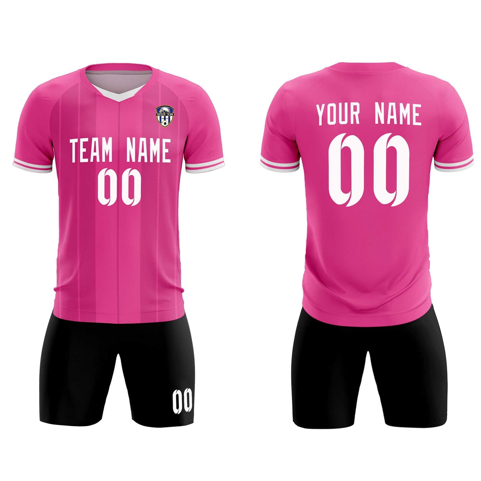 Custom Pink Classic Striped Personalized Soccer Tops/Sets Jersey