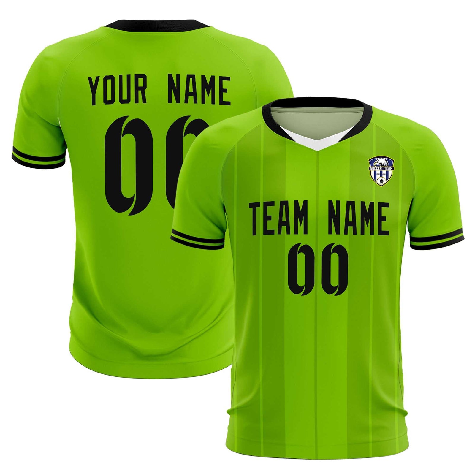 Custom Neon Green Classic Striped Personalized Soccer Tops/Sets Jersey
