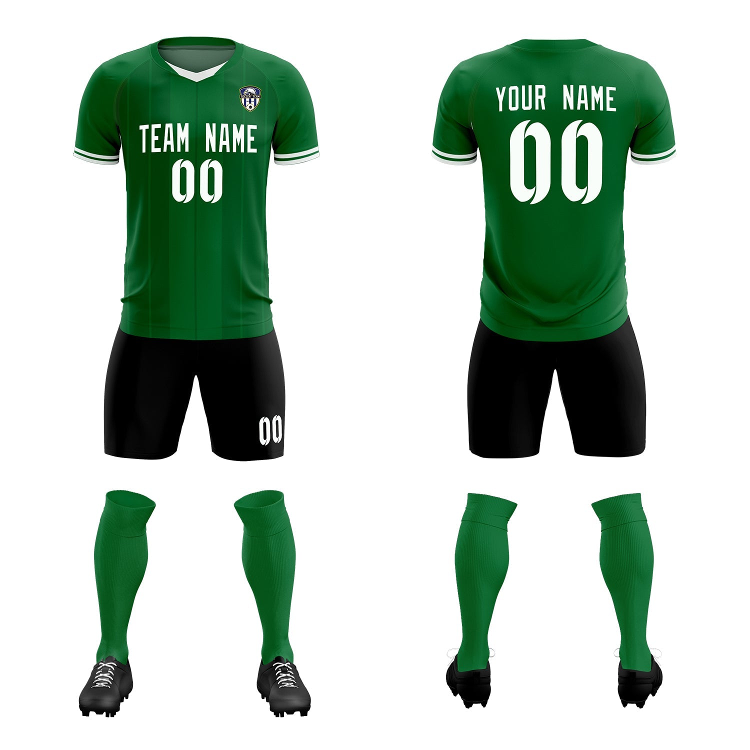 Custom Kelly Green Classic Striped Personalized Soccer Tops/Sets Jersey