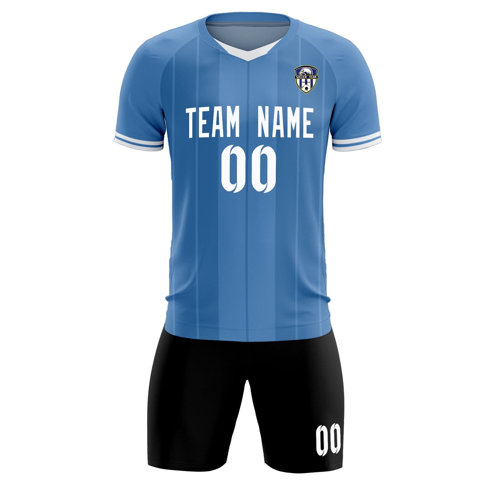 Custom Light Blue Classic Striped Personalized Soccer Tops/Sets Jersey