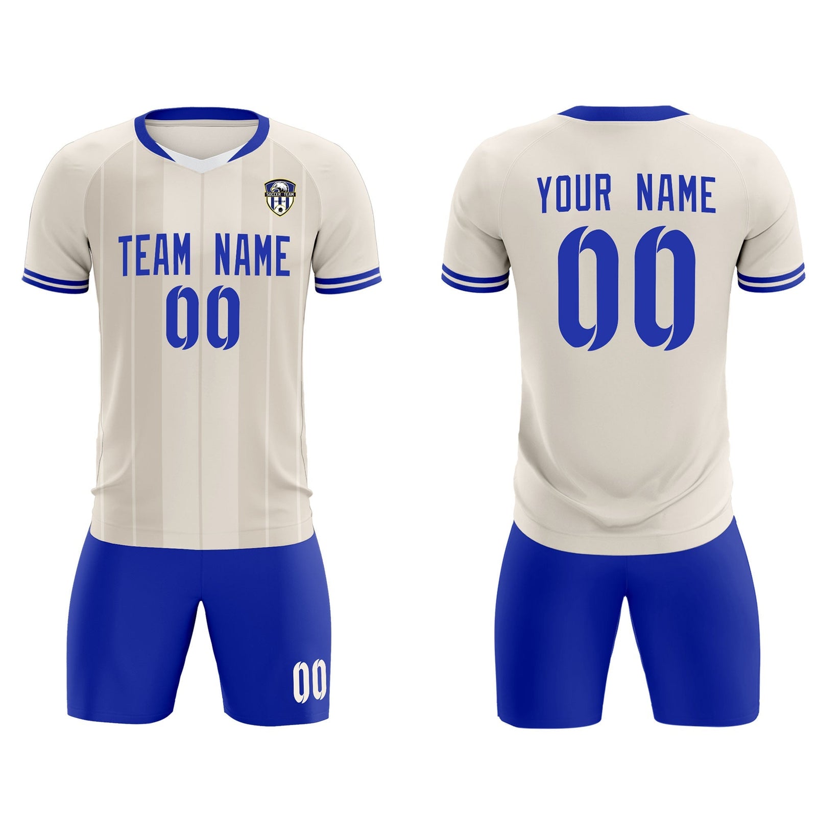 Custom Cream Classic Striped Personalized Soccer Tops/Sets Jersey