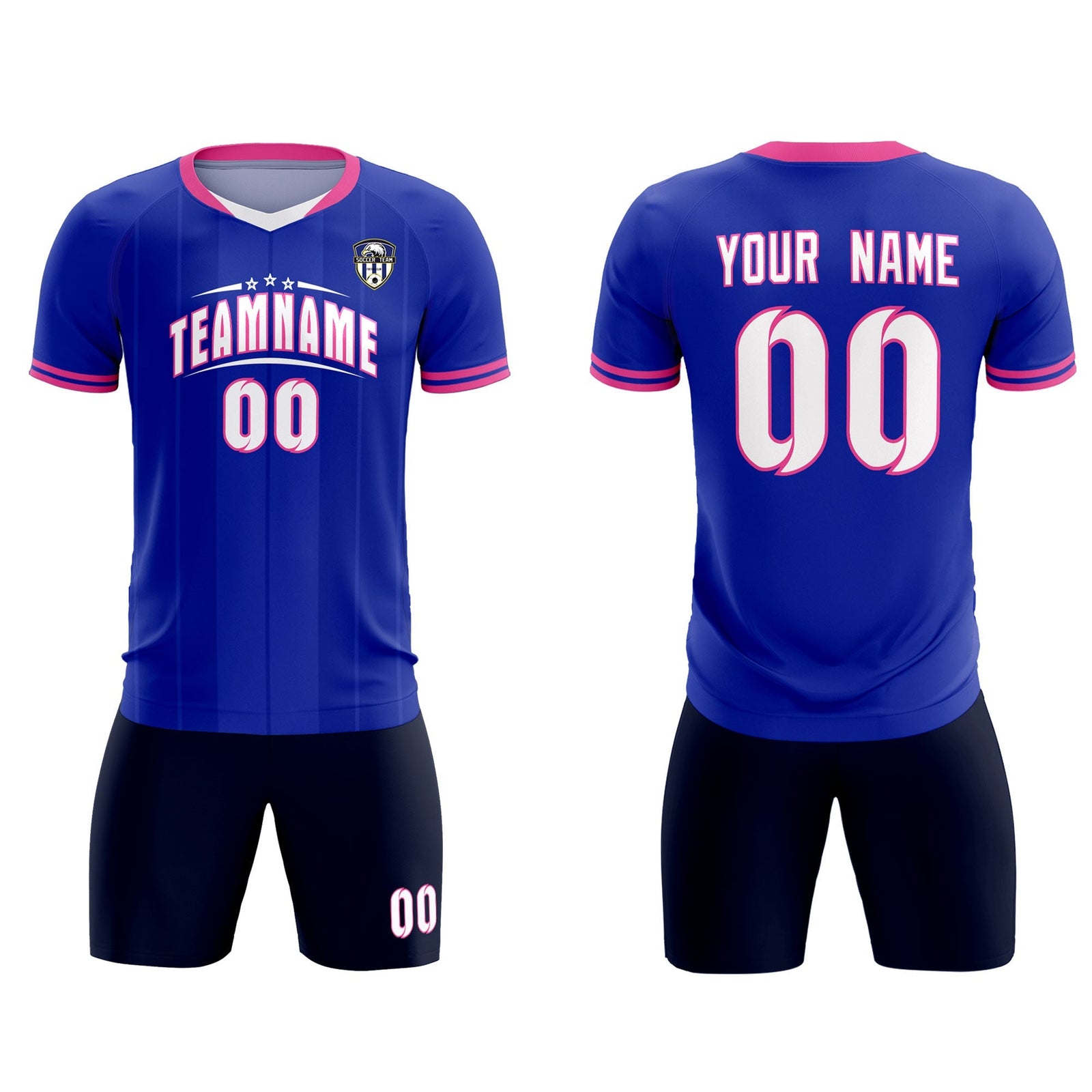 Custom Royal Classic Striped Personalized Soccer Tops/Sets Jersey