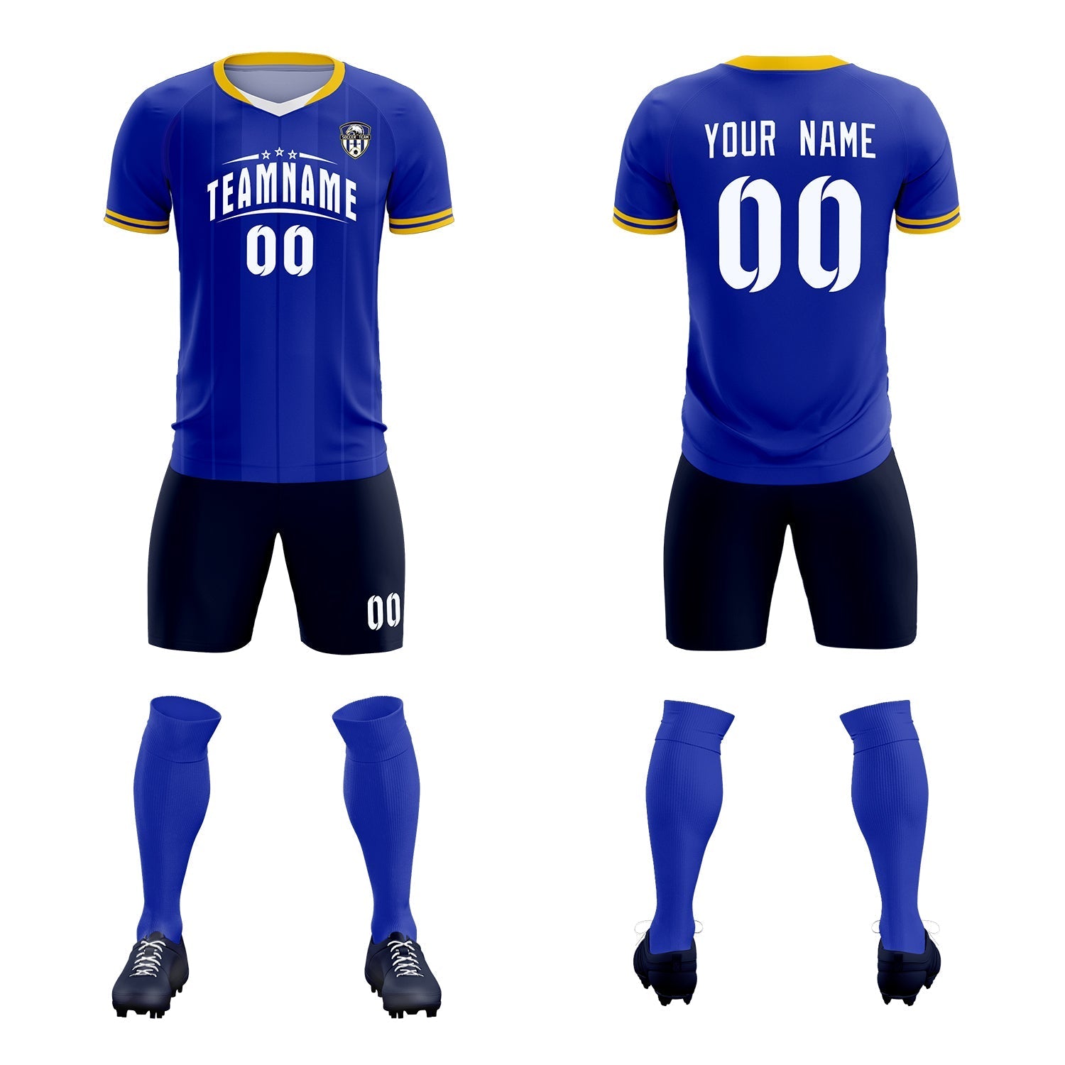 Custom Royal Classic Striped Personalized Soccer Tops/Sets Jersey