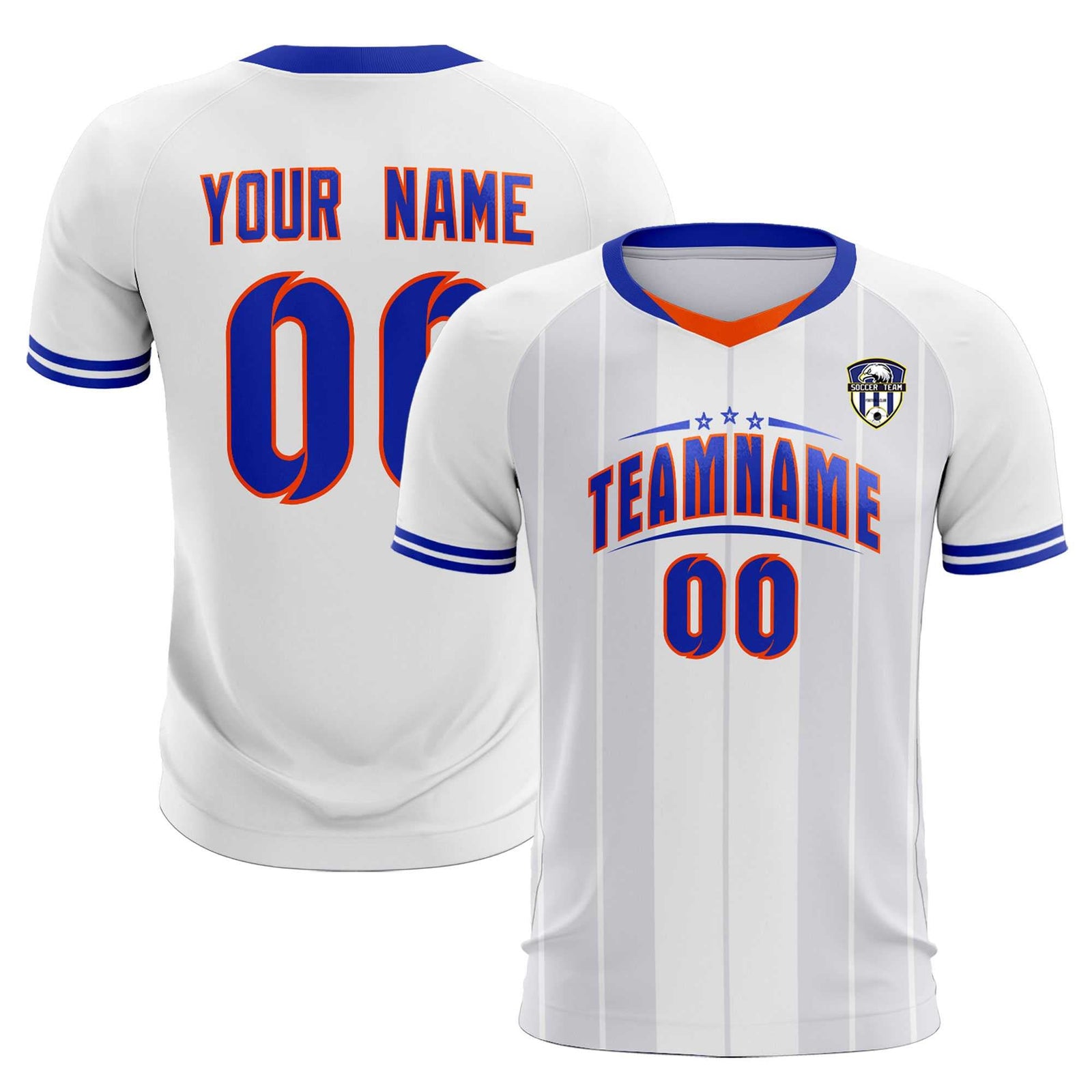 Custom White Classic Striped Personalized Soccer Tops/Sets Jersey