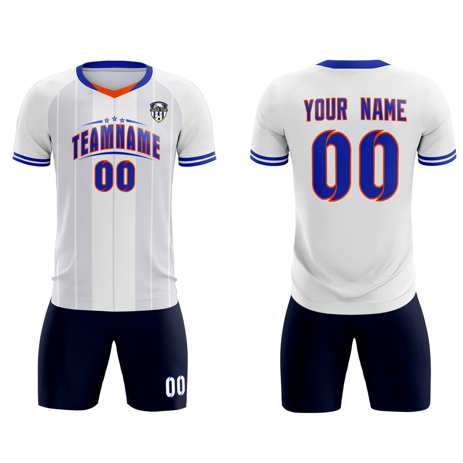 Custom White Classic Striped Personalized Soccer Tops/Sets Jersey