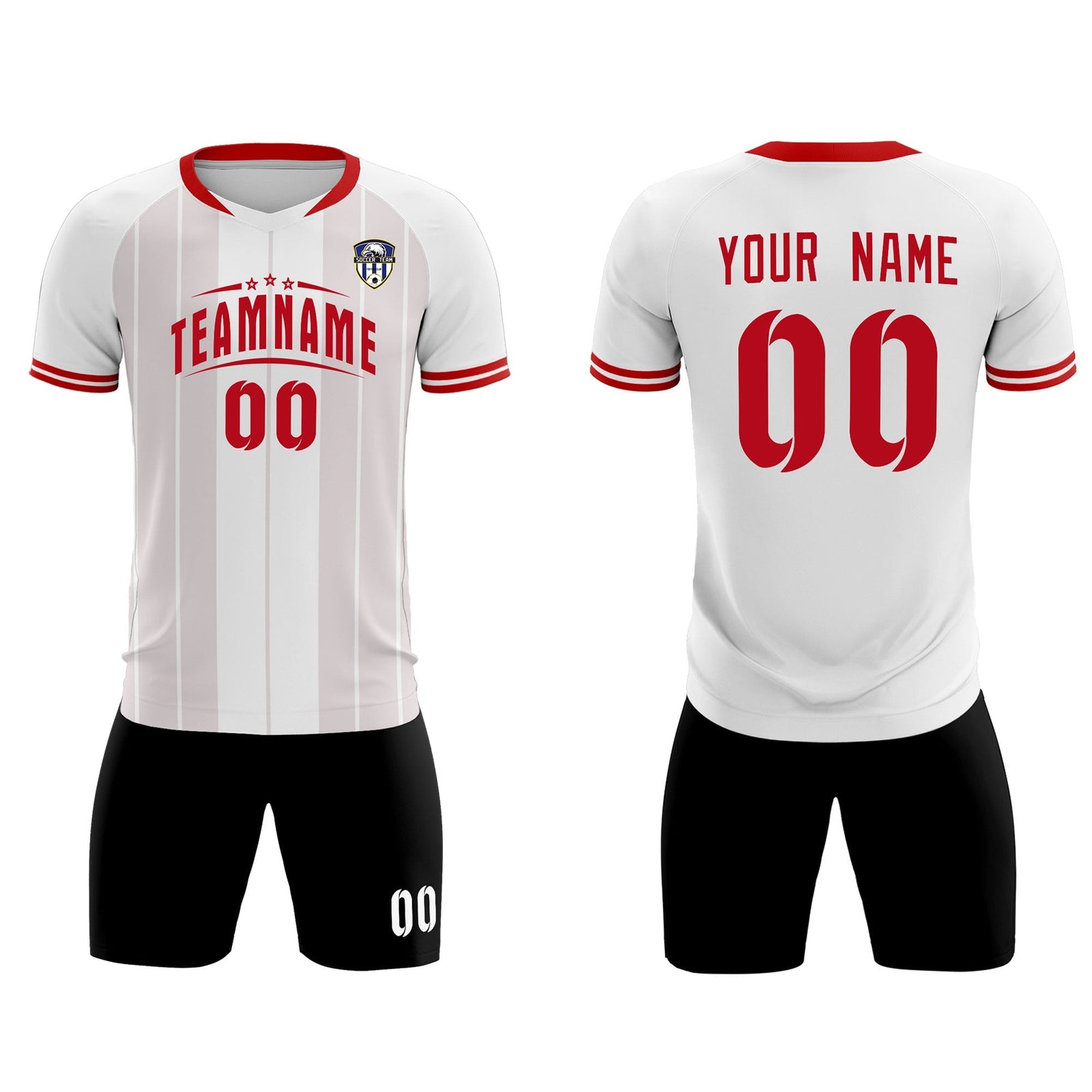 Custom White Classic Striped Personalized Soccer Tops/Sets Jersey