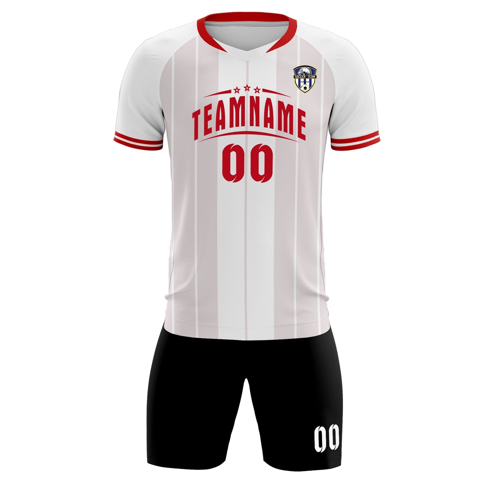 Custom White Classic Striped Personalized Soccer Tops/Sets Jersey