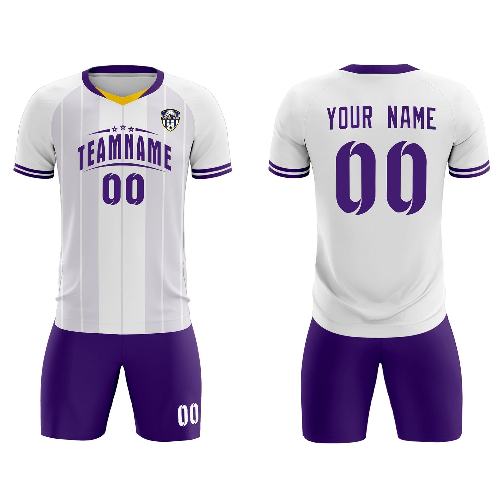 Custom White Classic Striped Personalized Soccer Tops/Sets Jersey
