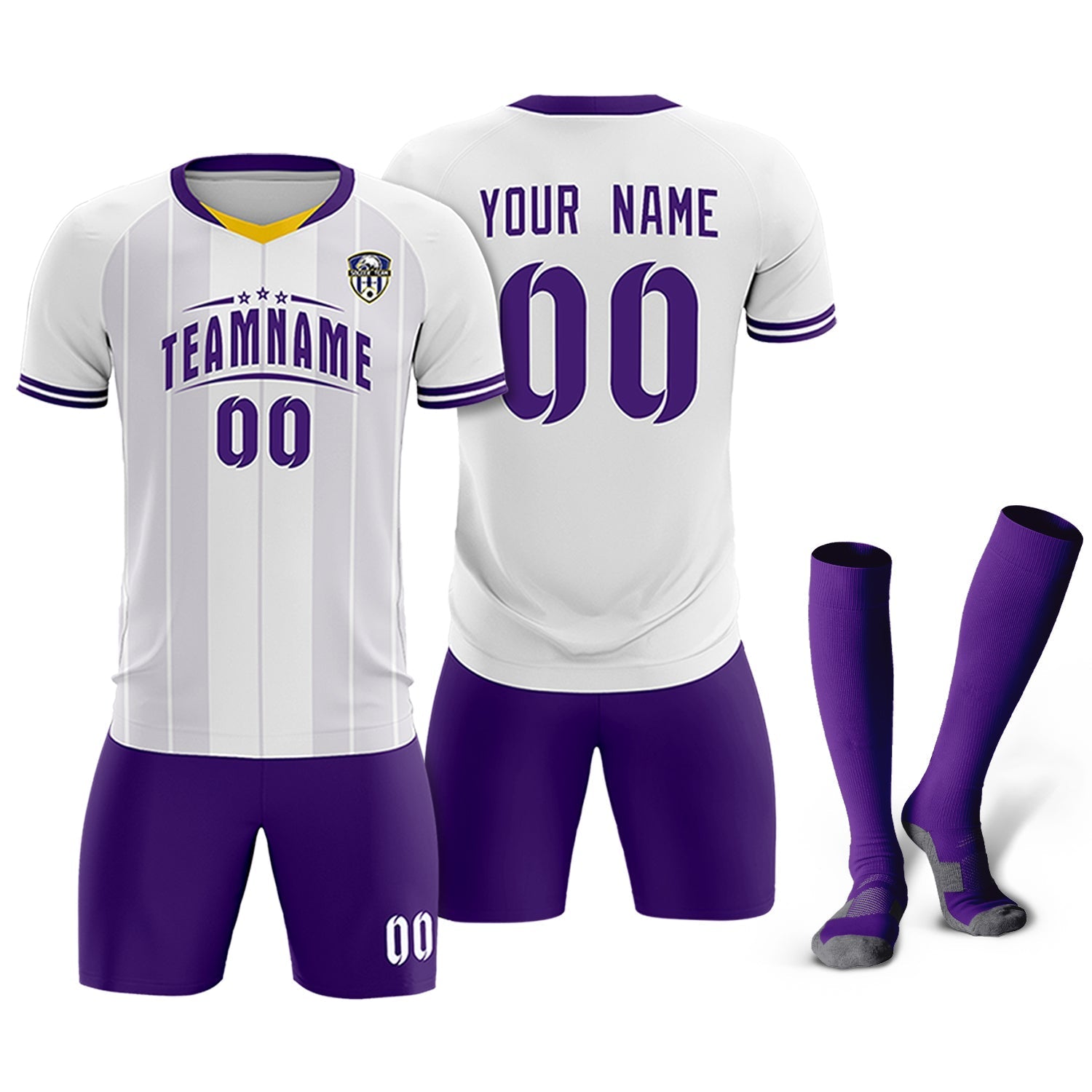 Custom White Classic Striped Personalized Soccer Tops/Sets Jersey