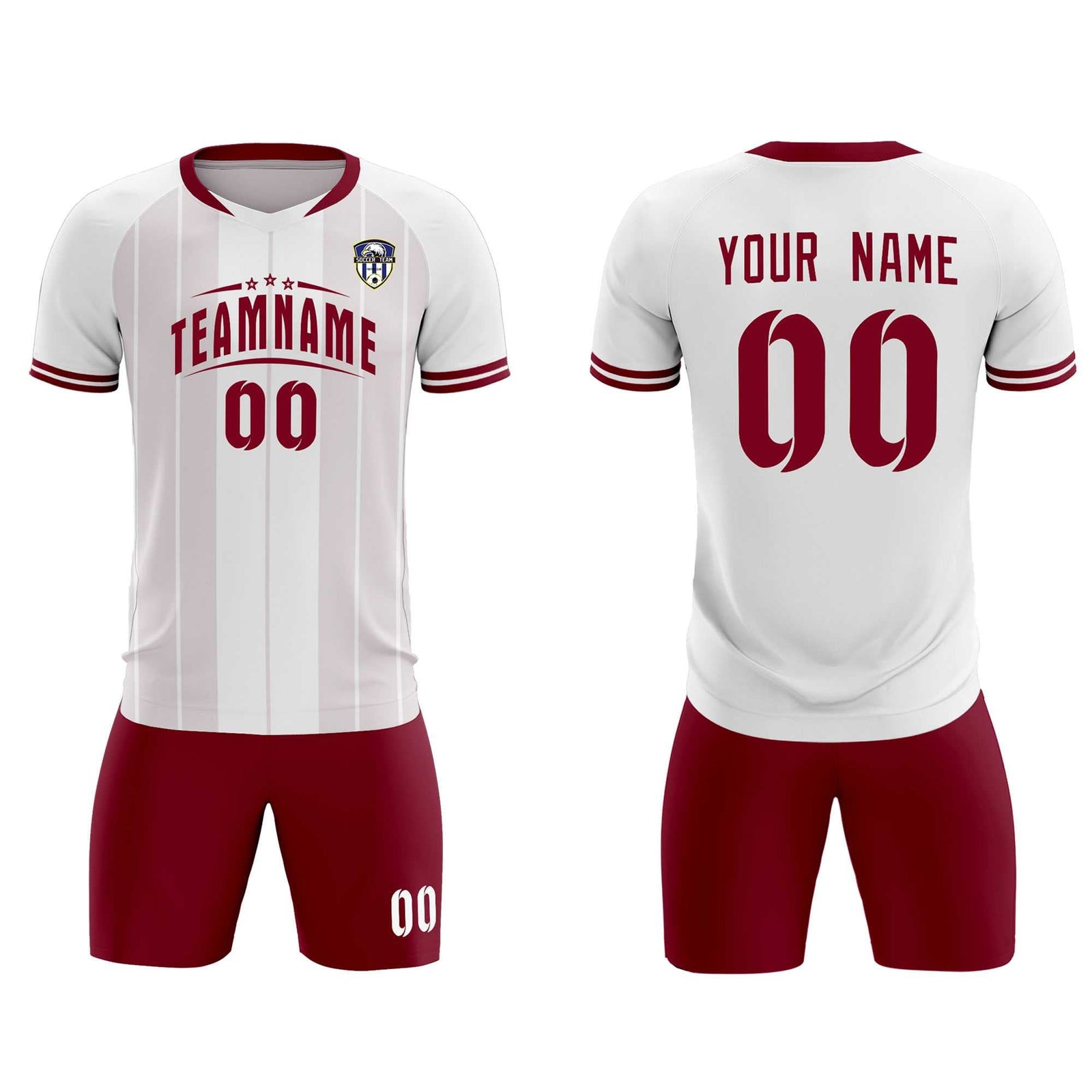 Custom White Classic Striped Personalized Soccer Tops/Sets Jersey
