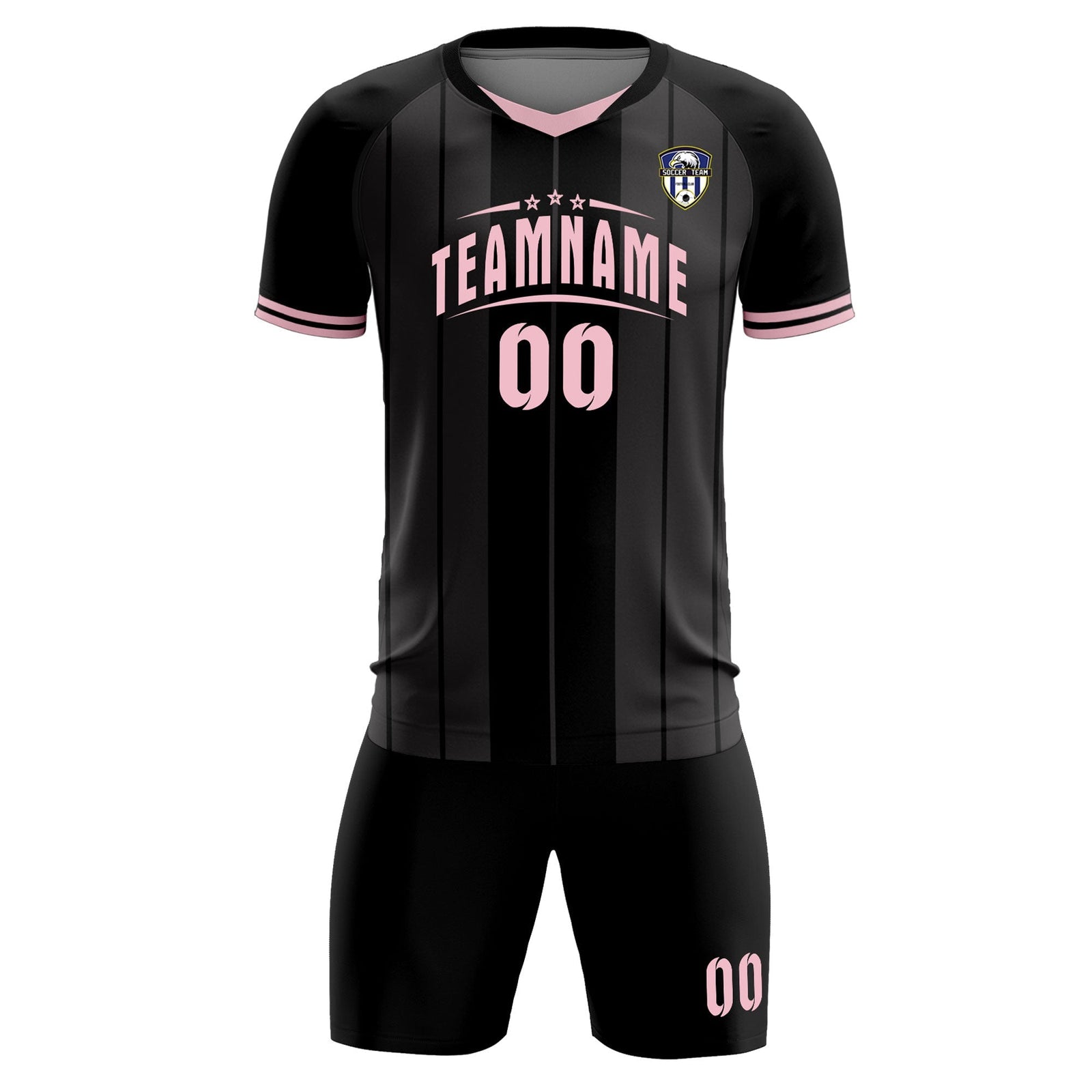 Custom Black Classic Striped Personalized Soccer Tops/Sets Jersey