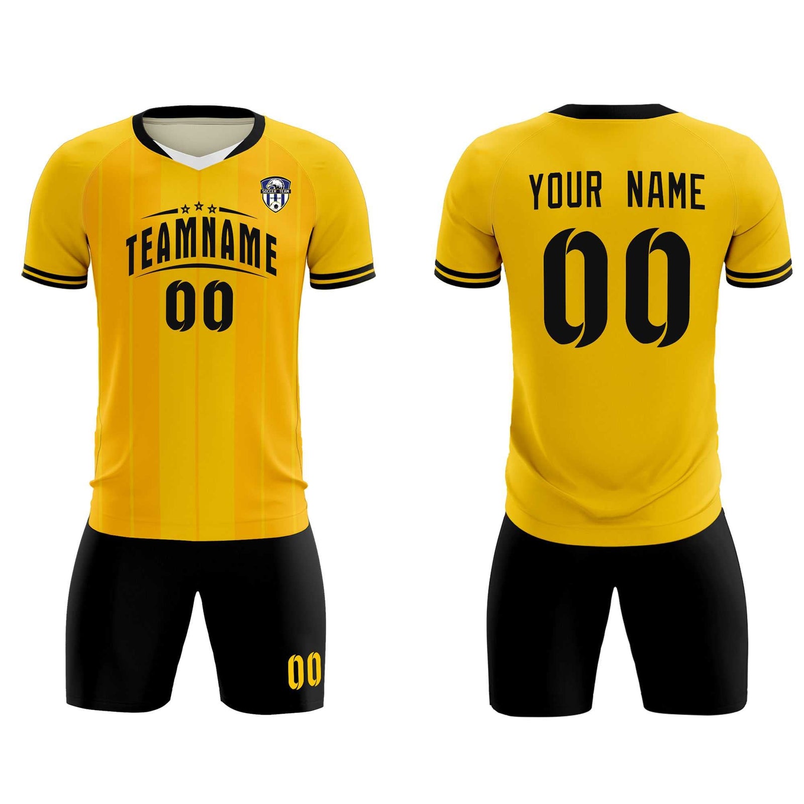 Custom Gold Classic Striped Personalized Soccer Tops/Sets Jersey
