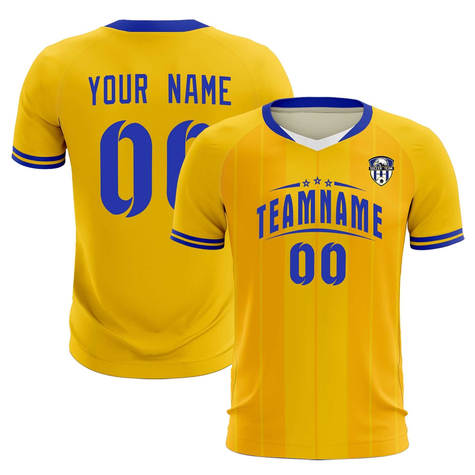 Custom Gold Classic Striped Personalized Soccer Tops/Sets Jersey