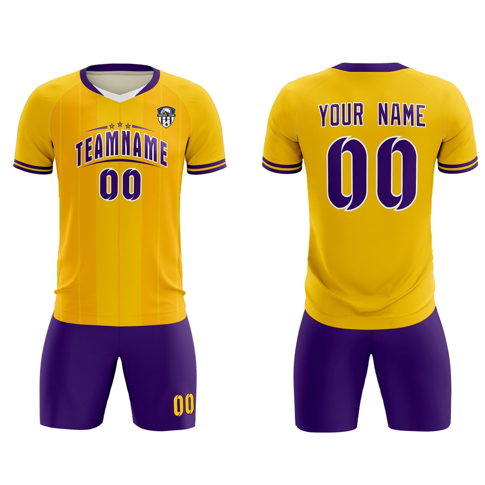 Custom Gold Classic Striped Personalized Soccer Tops/Sets Jersey
