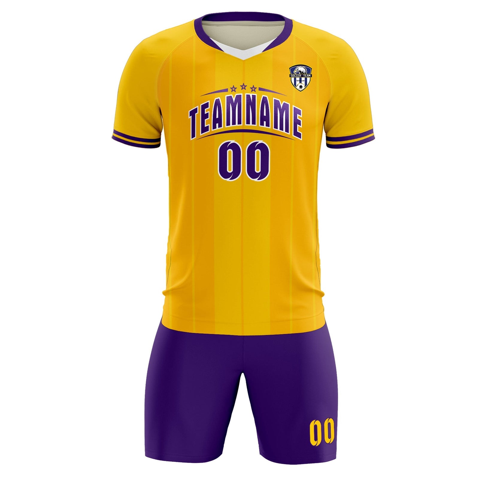 Custom Gold Classic Striped Personalized Soccer Tops/Sets Jersey