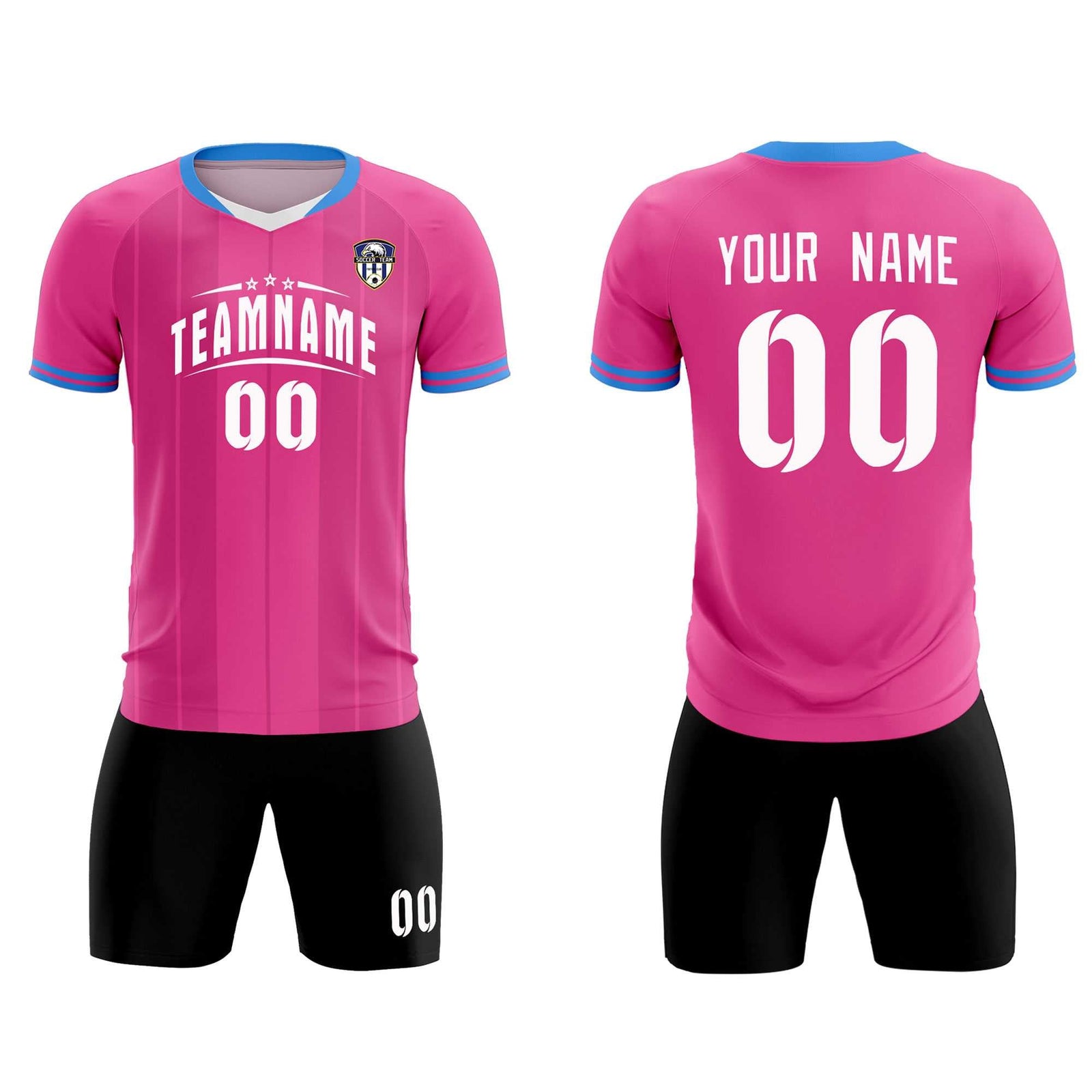 Custom Pink Classic Striped Personalized Soccer Tops/Sets Jersey