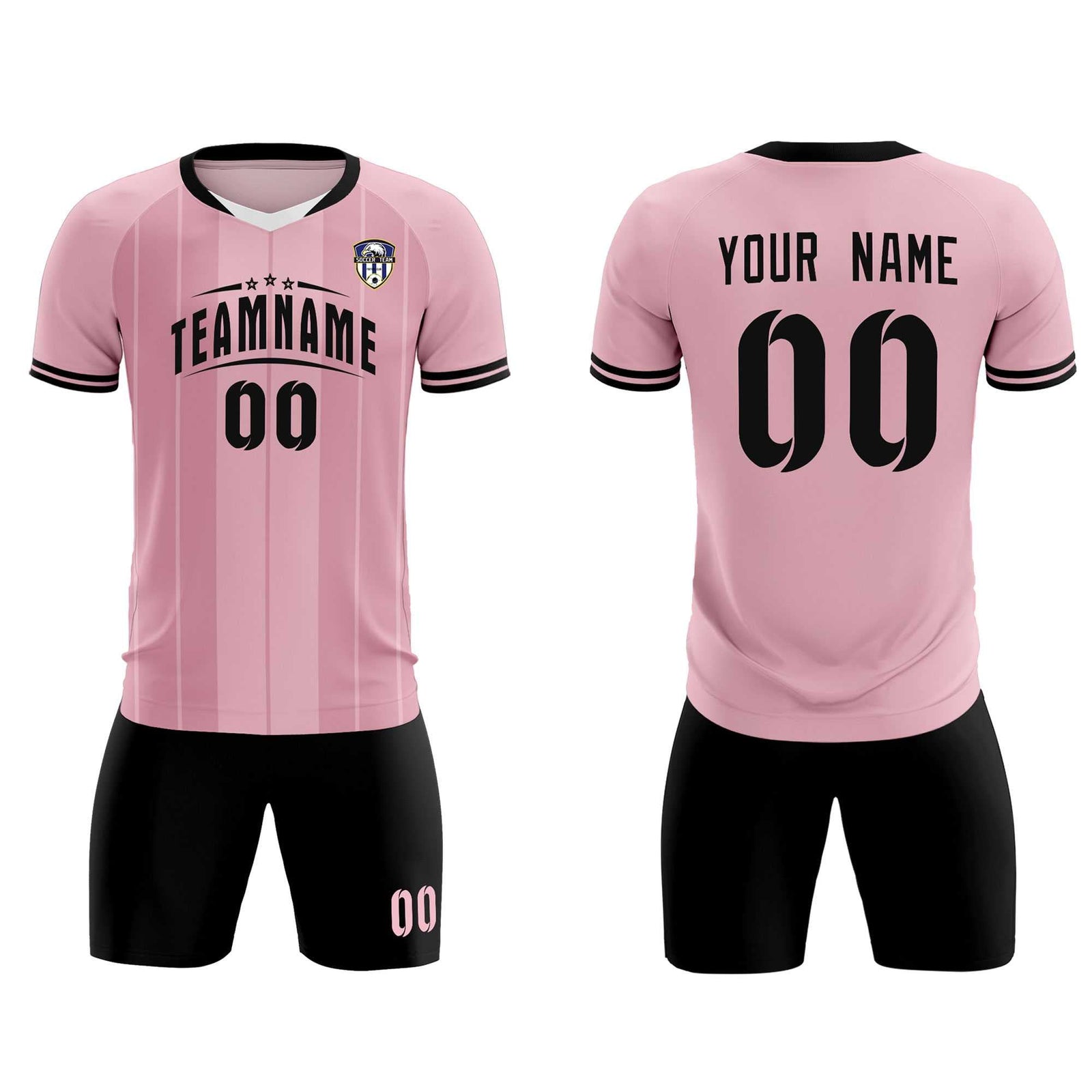 Custom Light Pink Classic Striped Personalized Soccer Tops/Sets Jersey