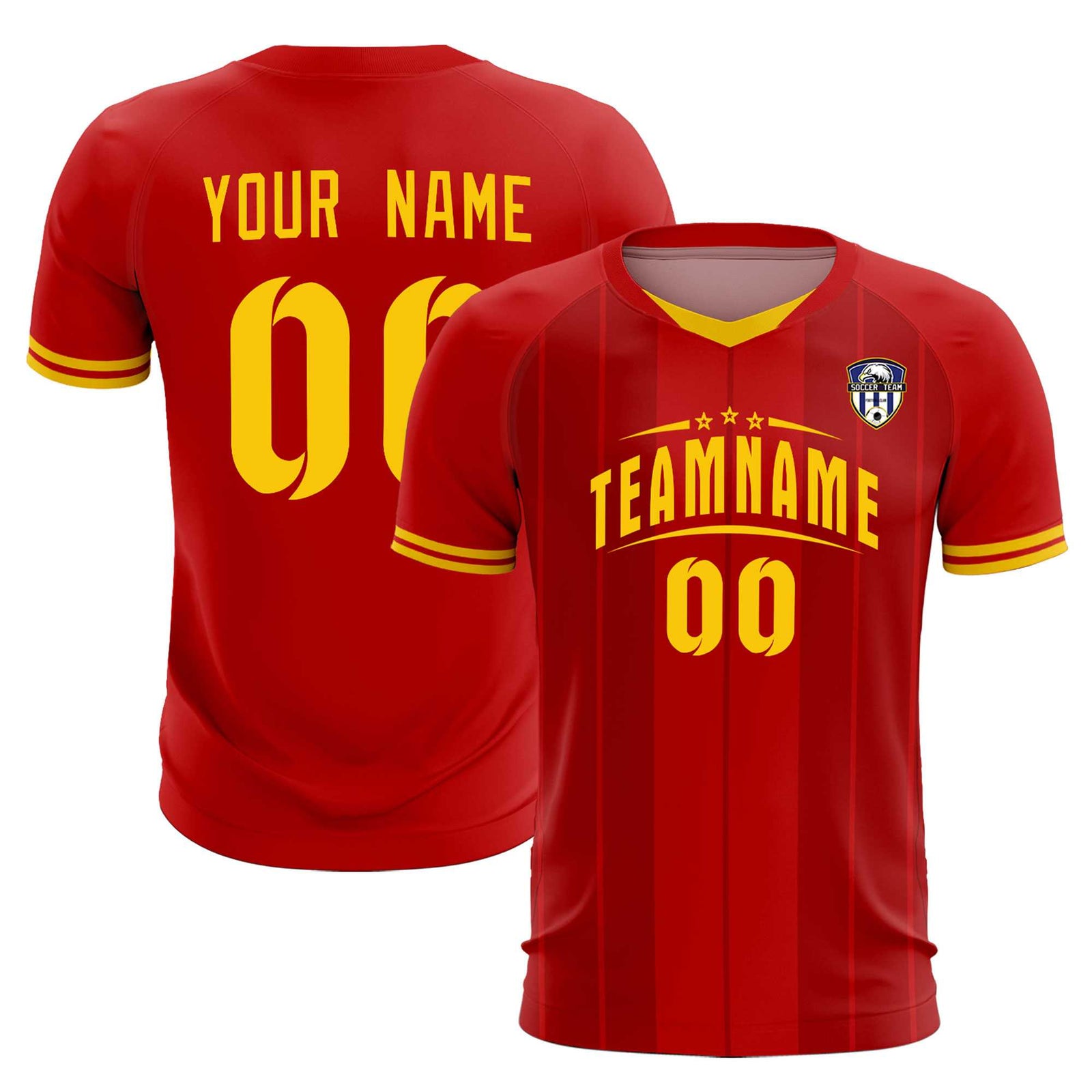 Custom Red Classic Striped Personalized Soccer Tops/Sets Jersey