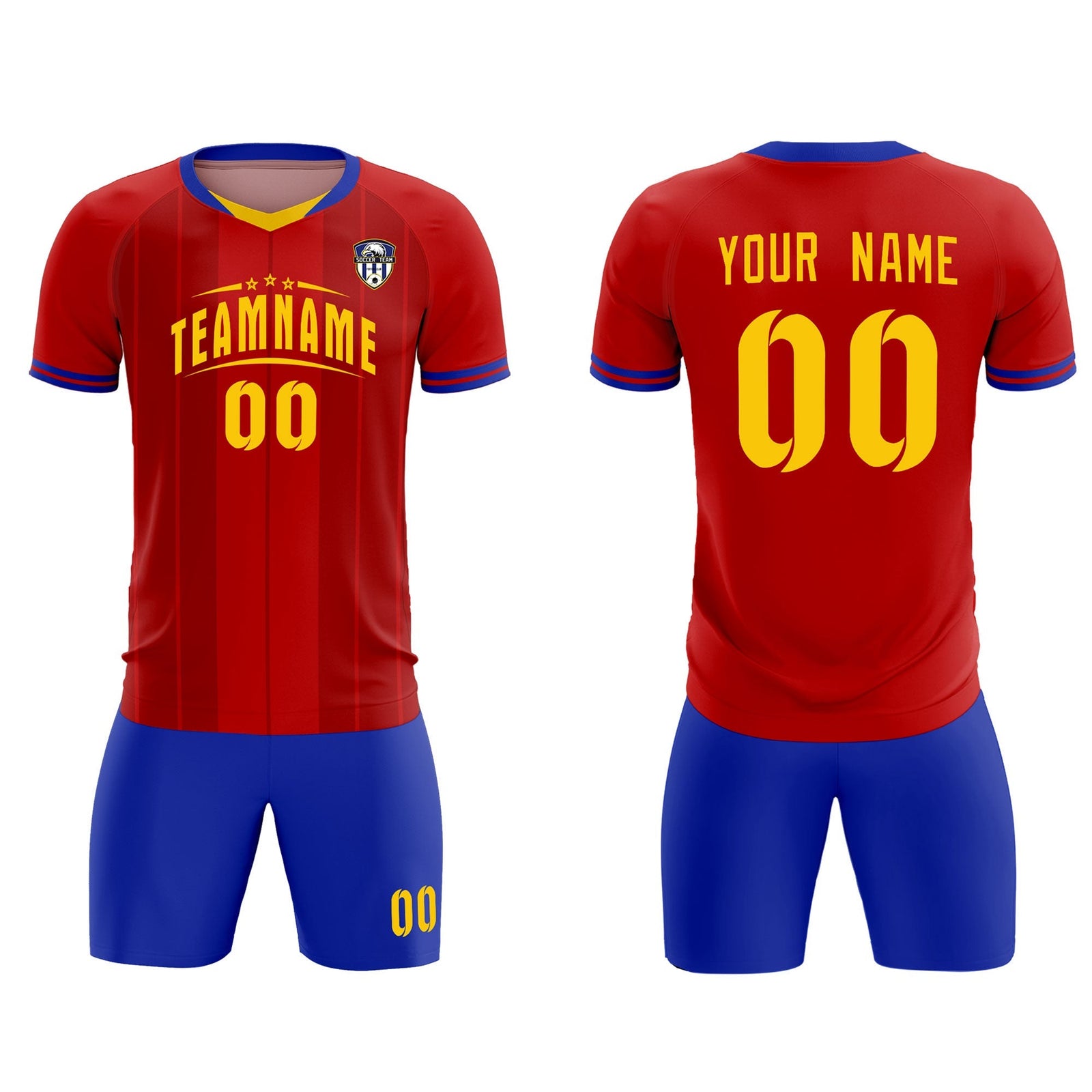Custom Red Classic Striped Personalized Soccer Tops/Sets Jersey