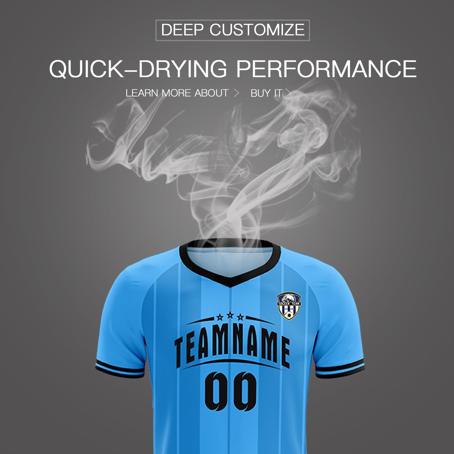 Custom Powder Blue Classic Striped Personalized Soccer Tops/Sets Jersey