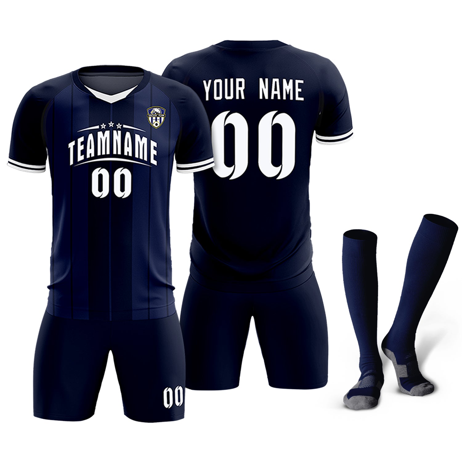 Custom Navy Classic Striped Personalized Soccer Tops/Sets Jersey