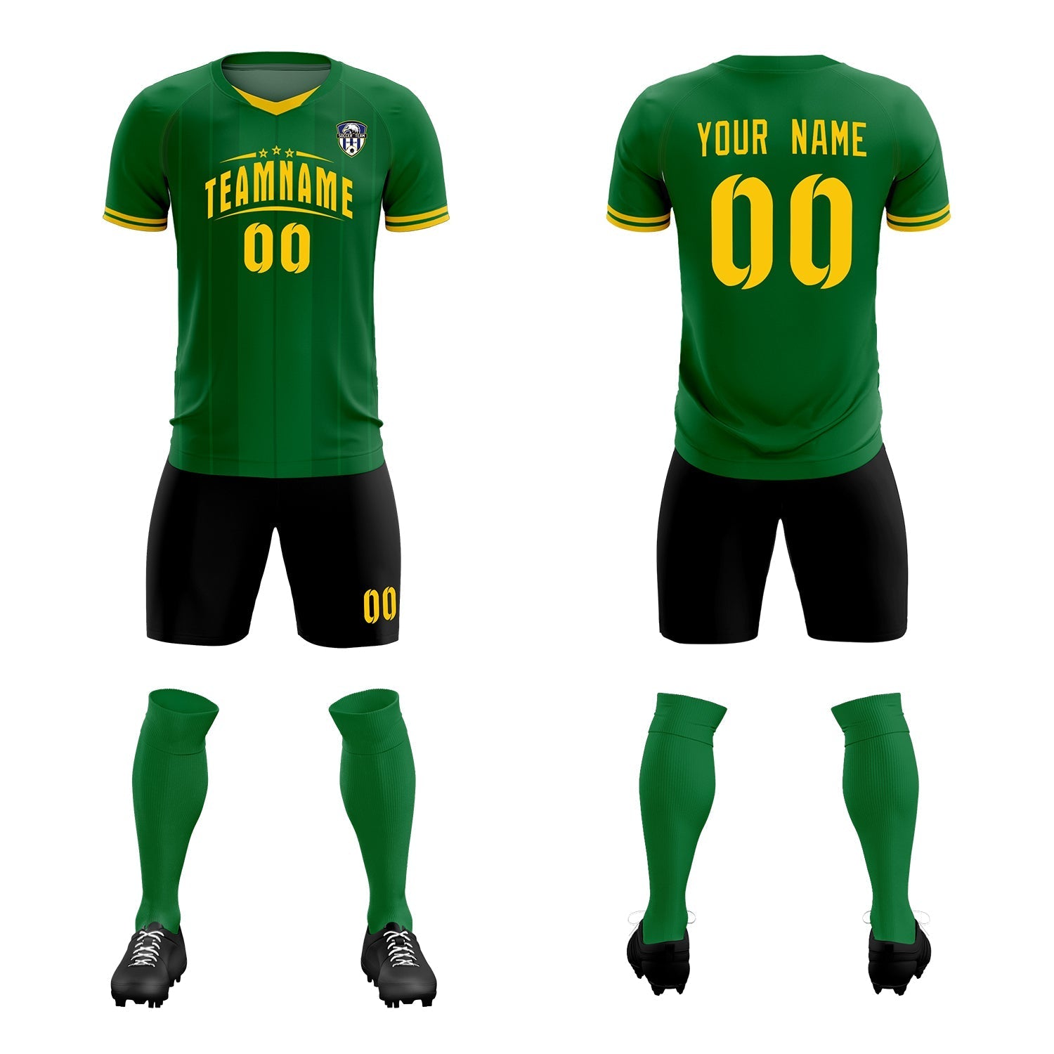 Custom Kelly Green Classic Striped Personalized Soccer Tops/Sets Jersey
