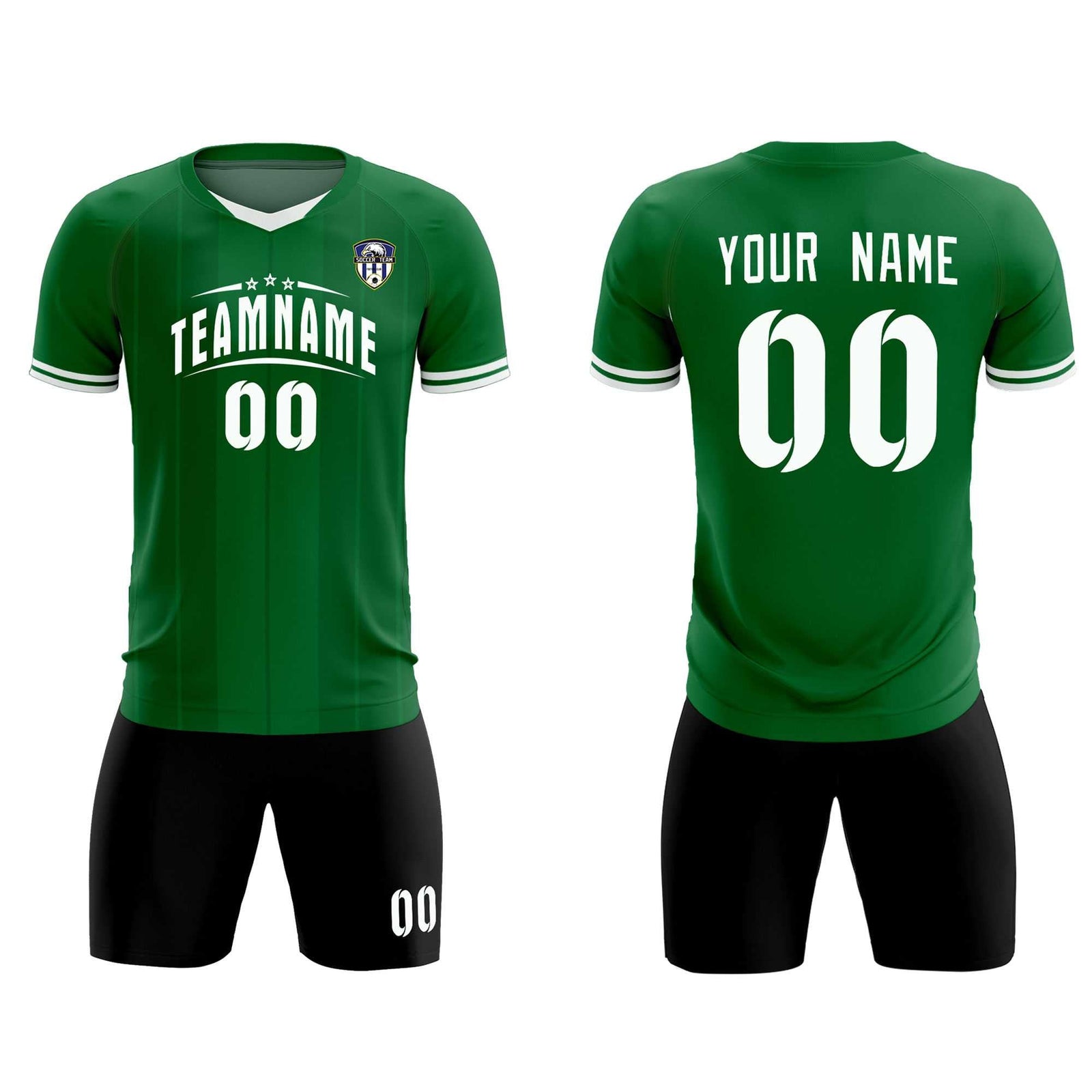 Custom Kelly Green Classic Striped Personalized Soccer Tops/Sets Jersey