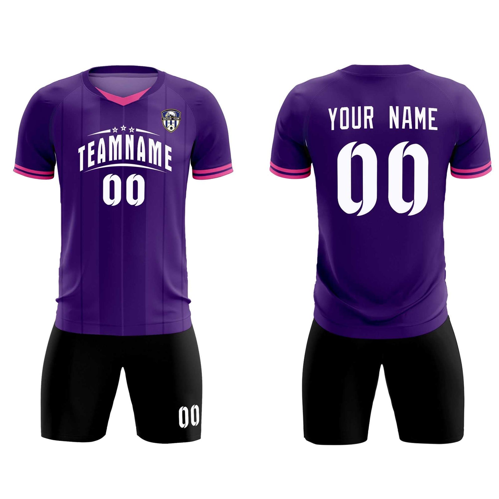 Custom Purple Classic Striped Personalized Soccer Tops/Sets Jersey