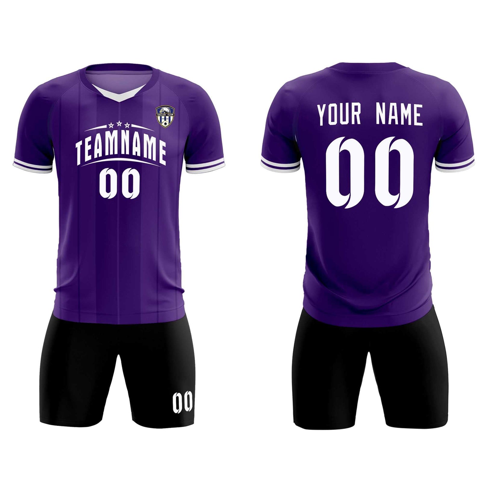 Custom Purple Classic Striped Personalized Soccer Tops/Sets Jersey