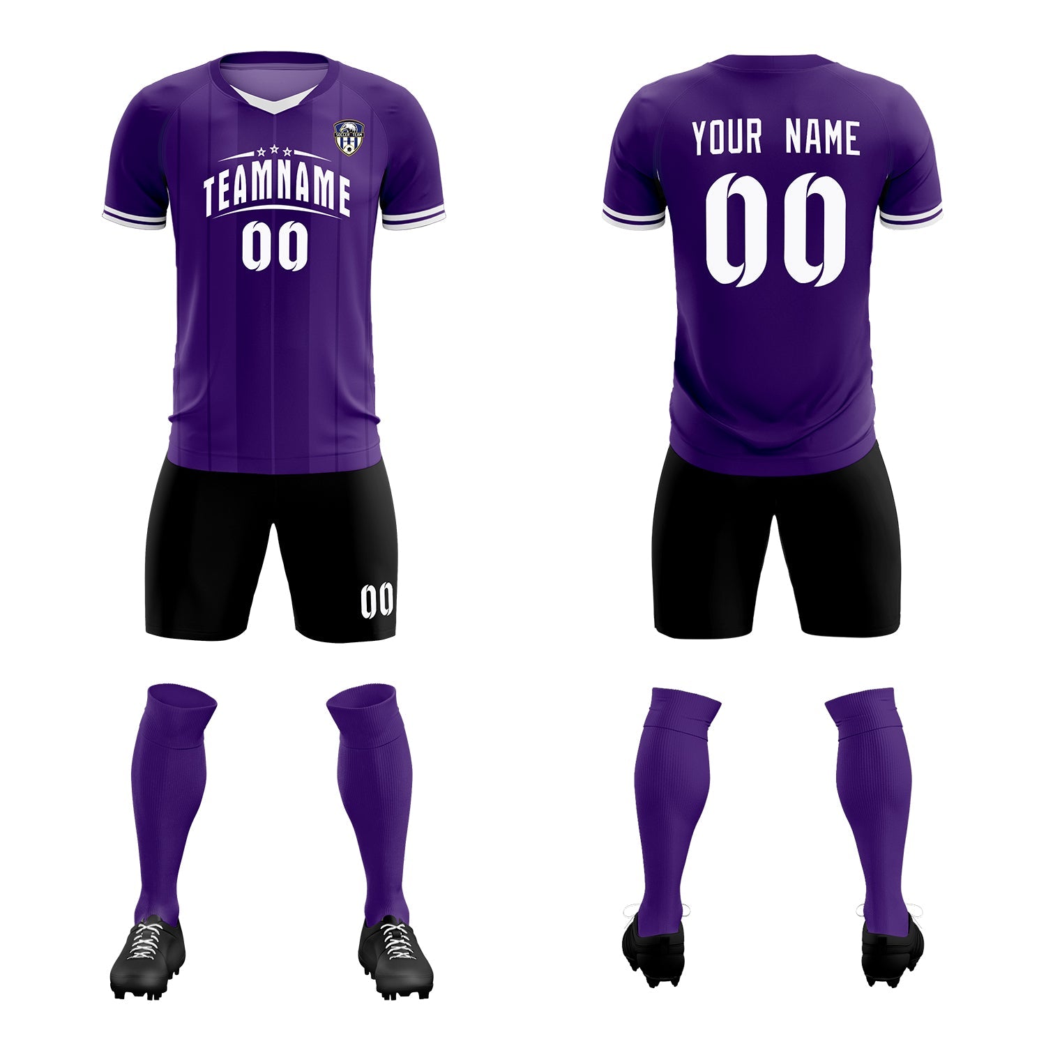 Custom Purple Classic Striped Personalized Soccer Tops/Sets Jersey
