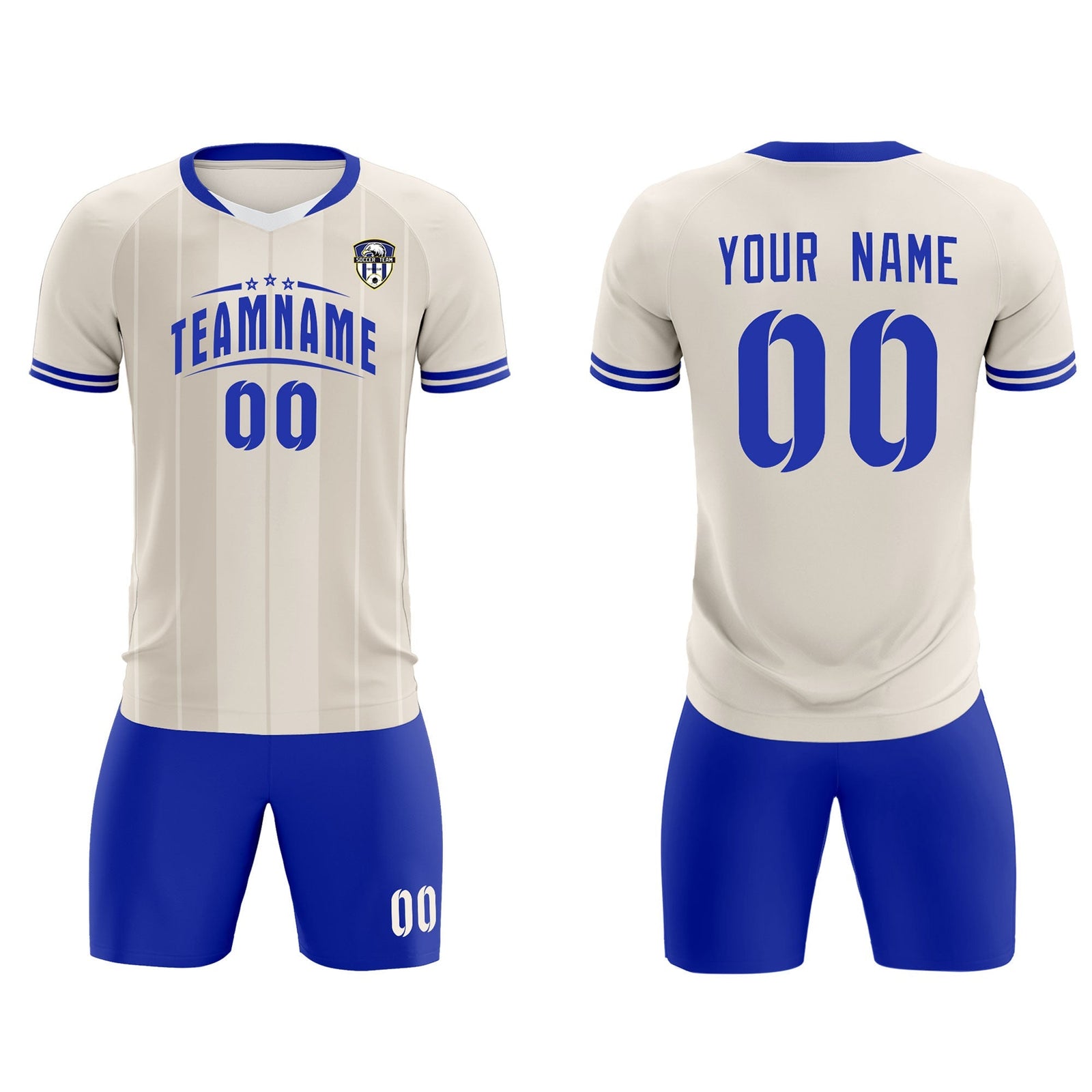 Custom Cream Classic Striped Personalized Soccer Tops/Sets Jersey