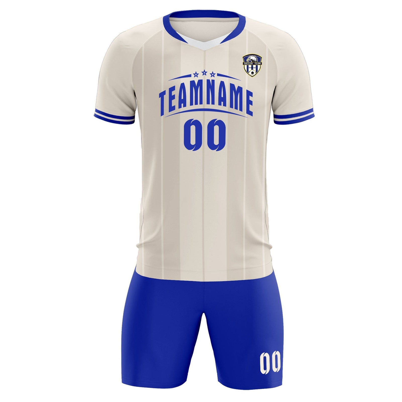 Custom Cream Classic Striped Personalized Soccer Tops/Sets Jersey