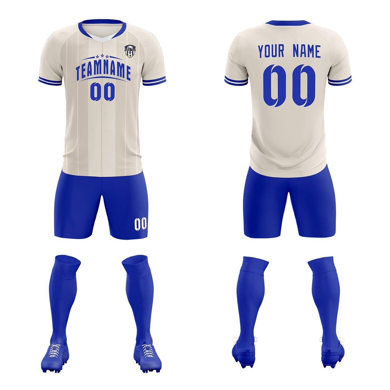 Custom Cream Classic Striped Personalized Soccer Tops/Sets Jersey