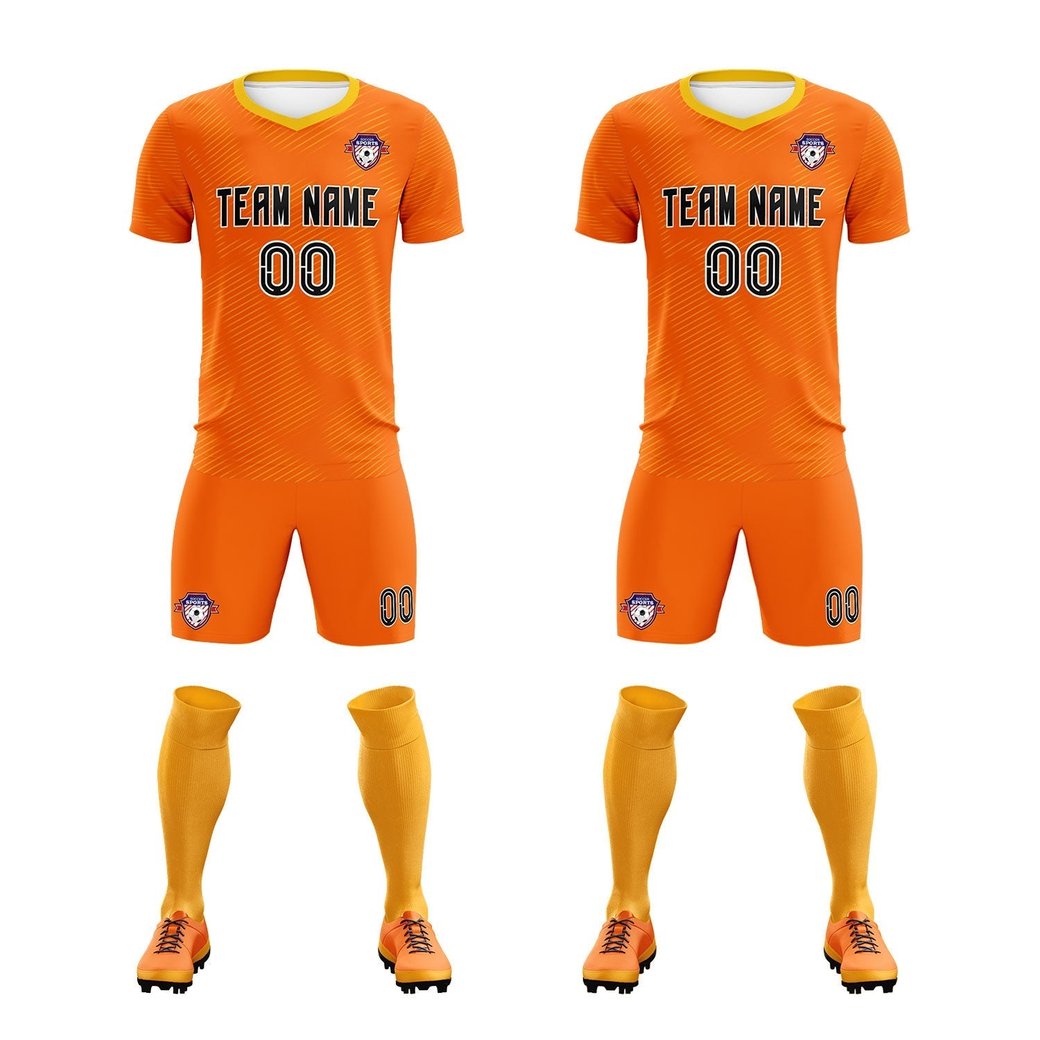 Custom Orange Gold Training Uniform For Men Soccer Sets Jersey