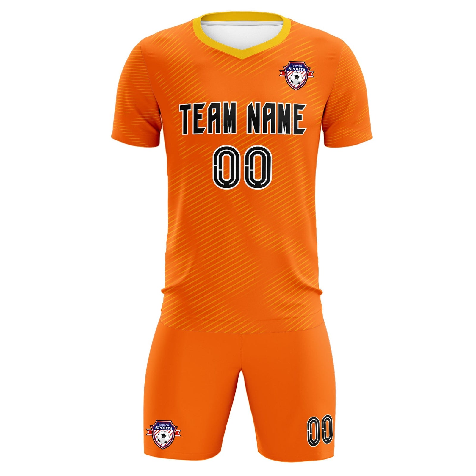 Custom Orange Gold Training Uniform For Men Soccer Sets Jersey