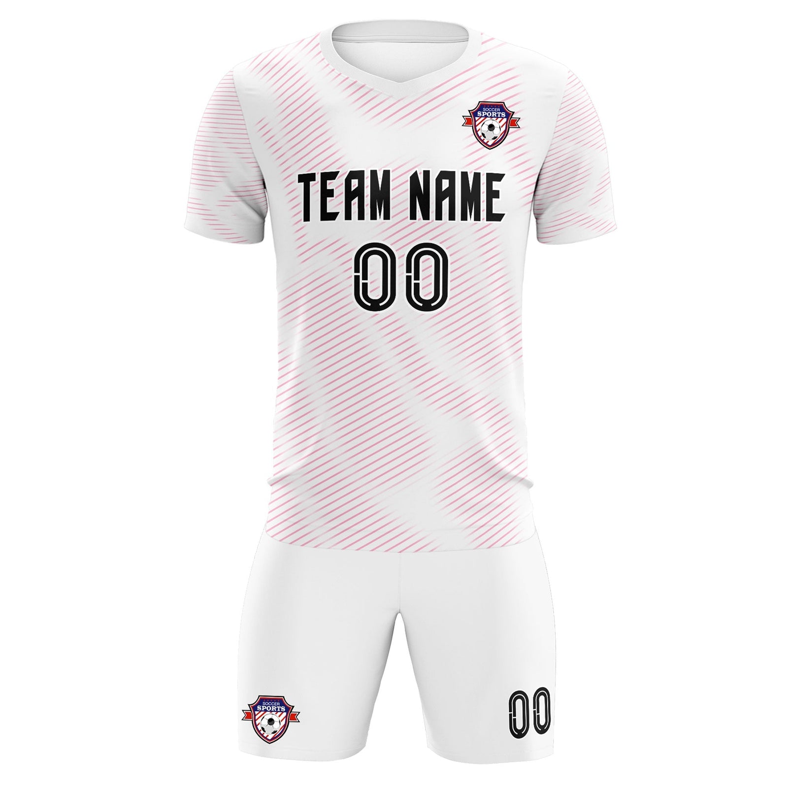 Custom White Pink Training Uniform For Men Soccer Sets Jersey