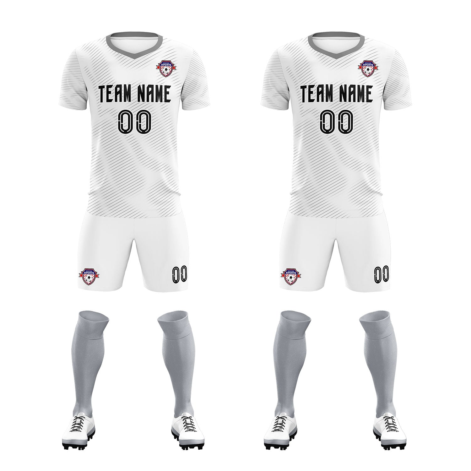 Custom White Gray Training Uniform For Men Soccer Sets Jersey