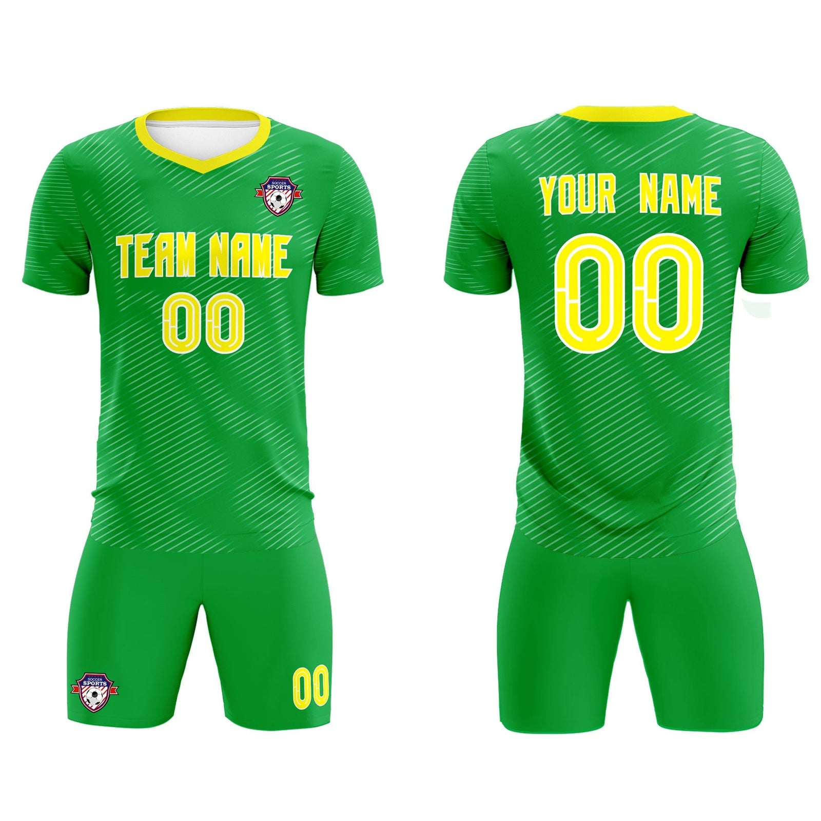 Custom Kelly Green Gold Training Uniform For Men Soccer Sets Jersey