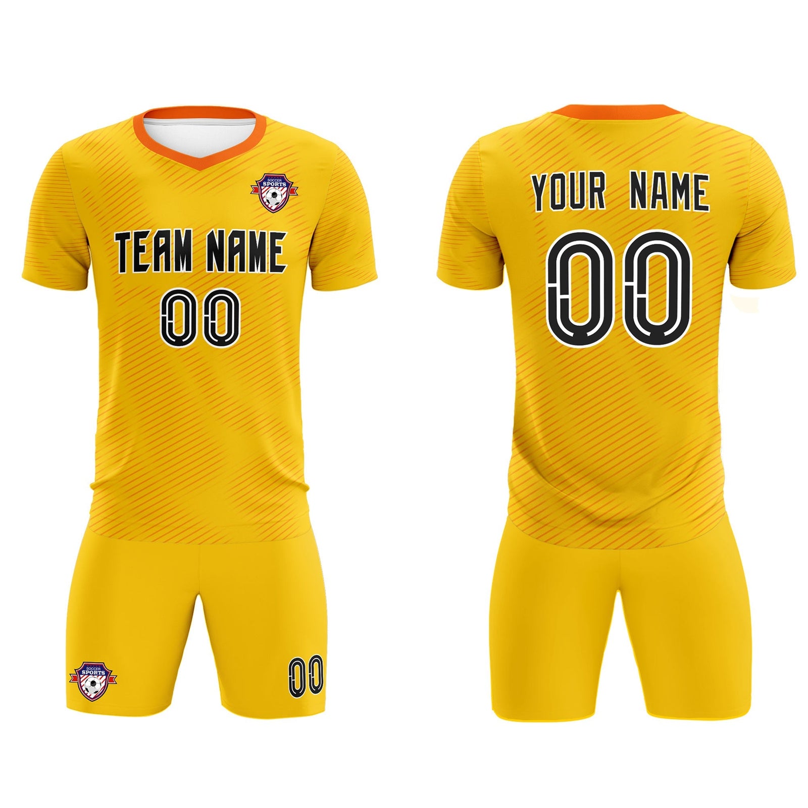 Custom Yellow Orange Training Uniform For Men Soccer Sets Jersey