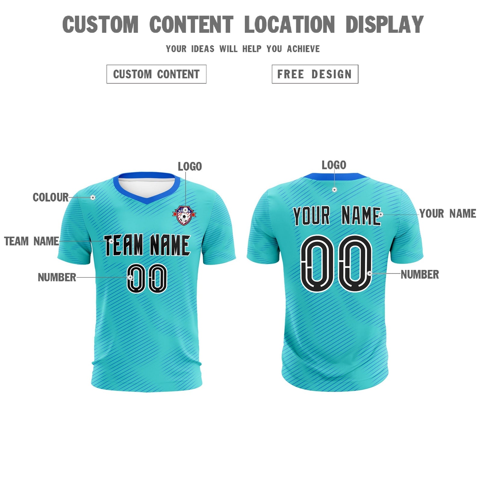 Custom Sky Blue Powder Blue Training Uniform For Men Soccer Sets Jersey