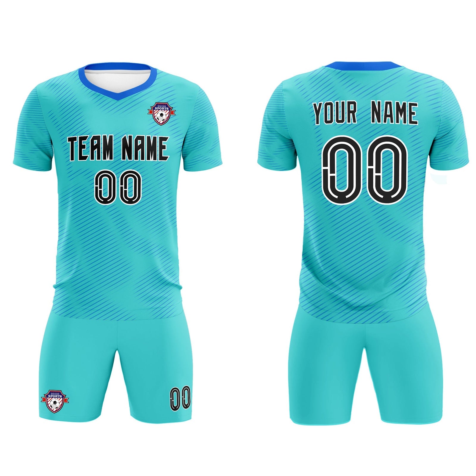 Custom Sky Blue Powder Blue Training Uniform For Men Soccer Sets Jersey