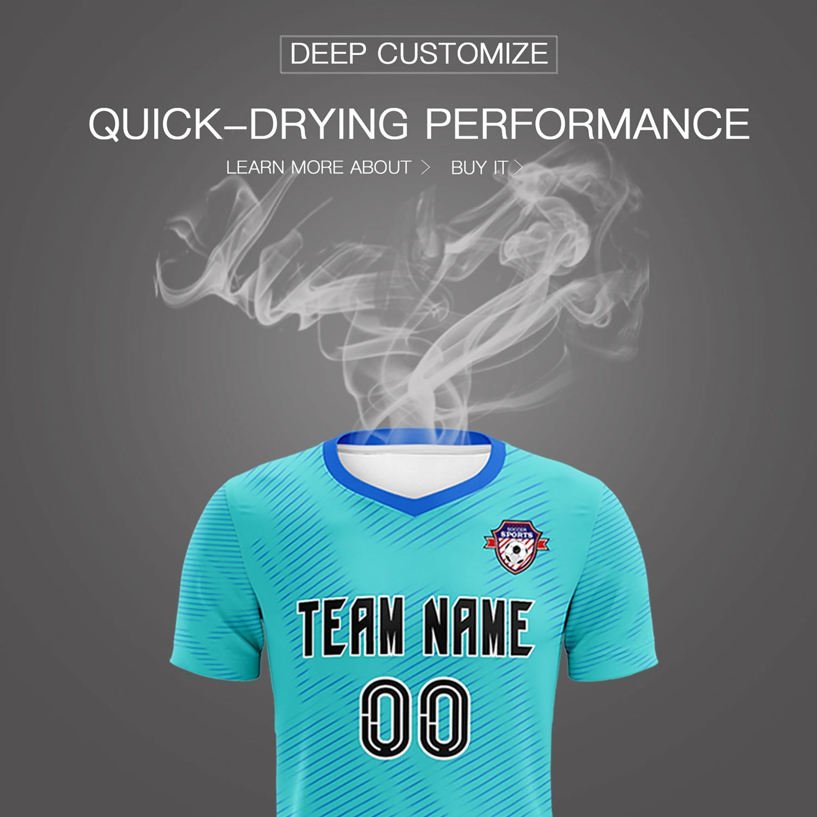 Custom Sky Blue Powder Blue Training Uniform For Men Soccer Sets Jersey