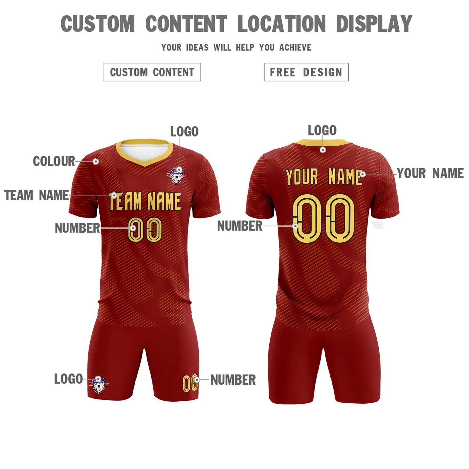 Custom Crimson Khaki Training Uniform For Men Soccer Sets Jersey