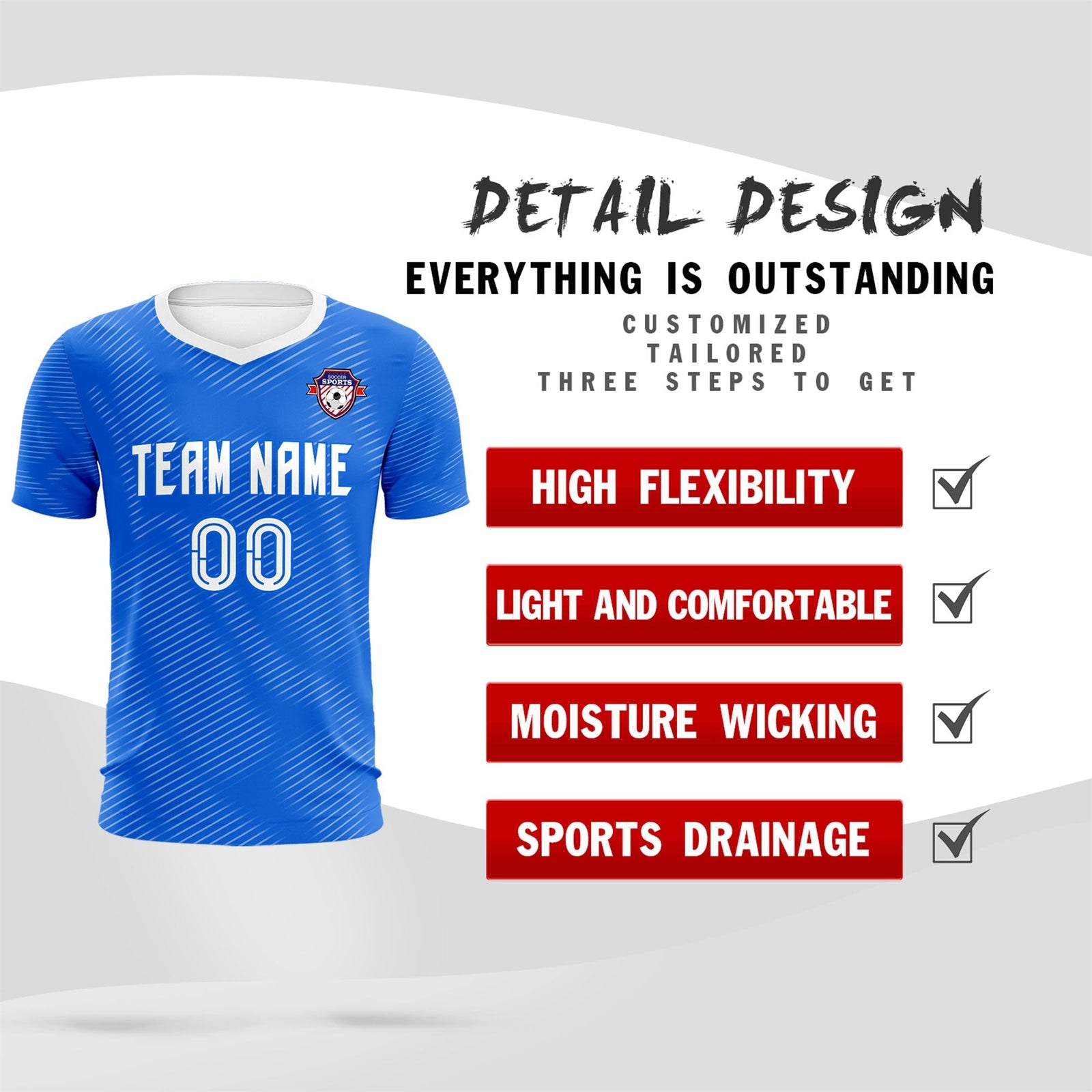 Custom Royal White Training Uniform For Men Soccer Sets Jersey