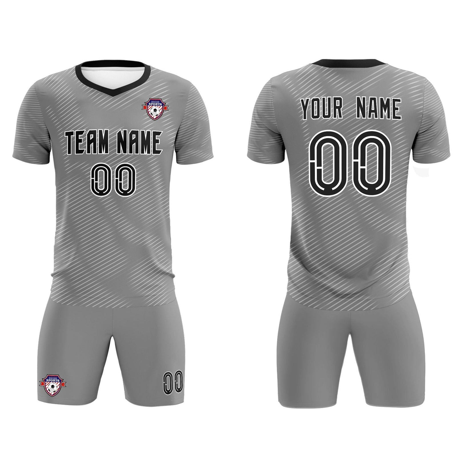 Custom Dark Gray White Training Uniform For Men Soccer Sets Jersey