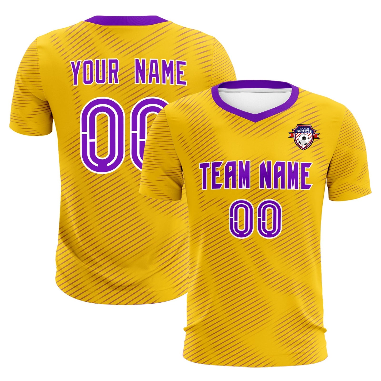 Custom Gold Purple Training Uniform For Men Soccer Sets Jersey