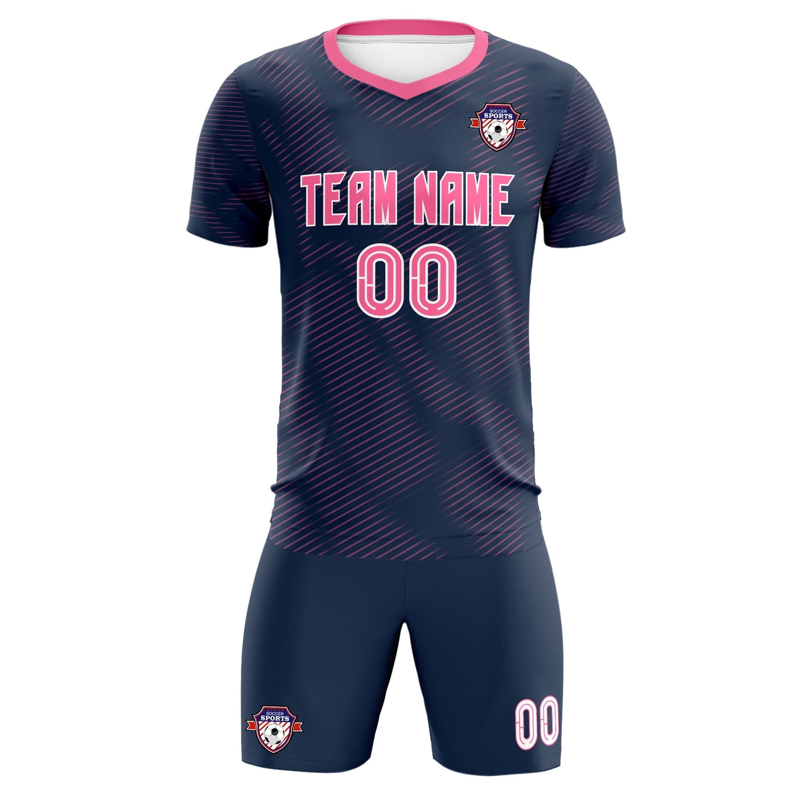Custom Navy Pink Training Uniform For Men Soccer Sets Jersey